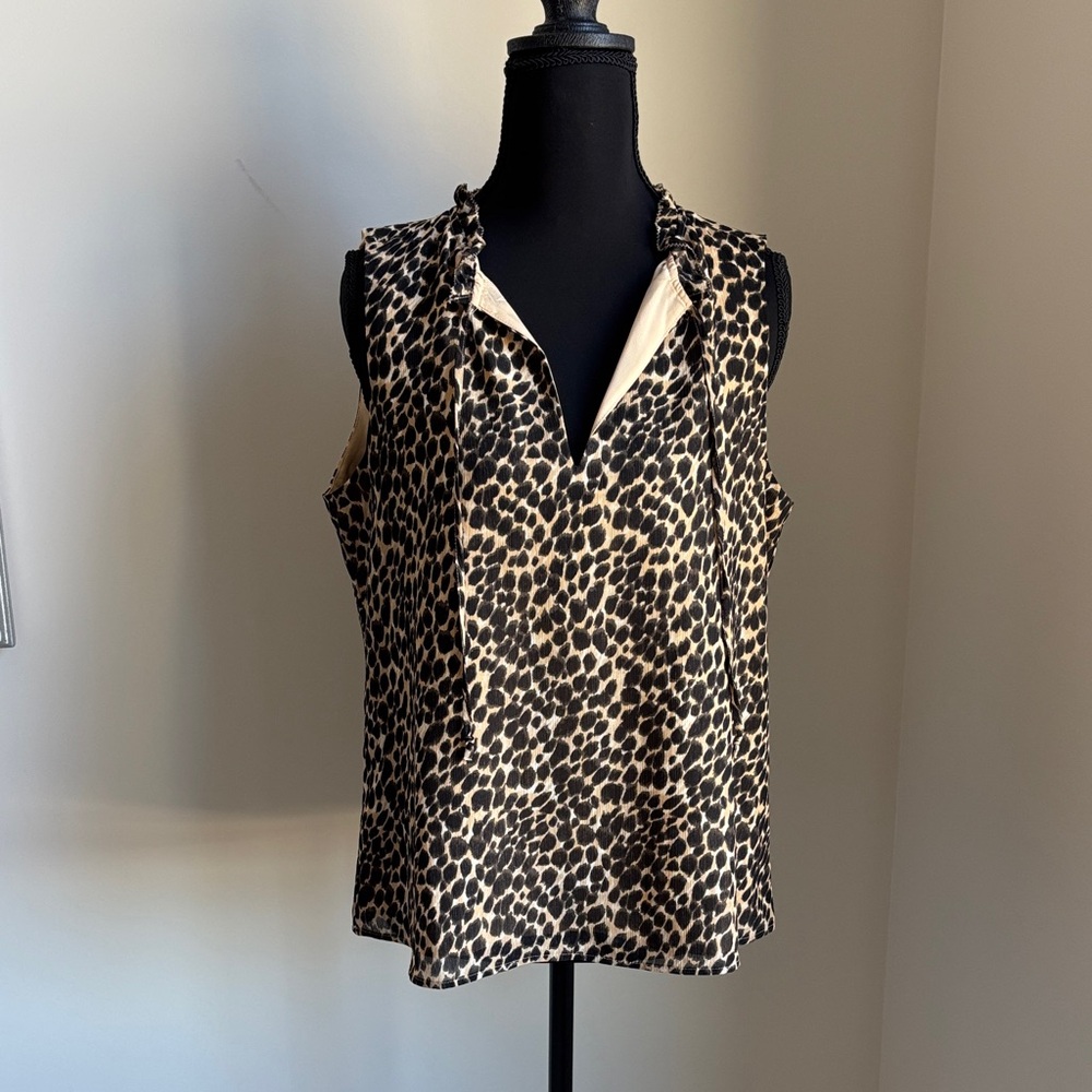 J. Crew Black and Cream Animal Print Blouse
